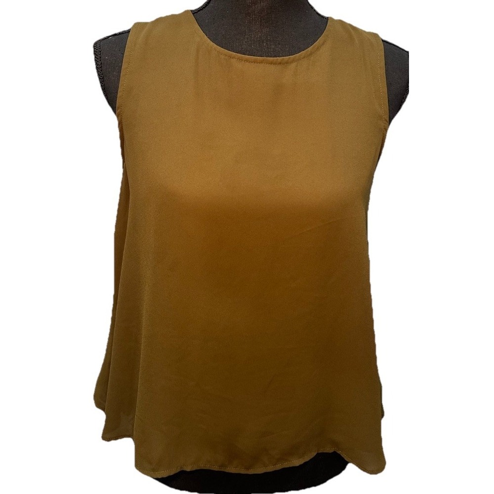 Guess Tank Top Women's Size Small Olive Green Sleeveles Zip Up Closure & Lining